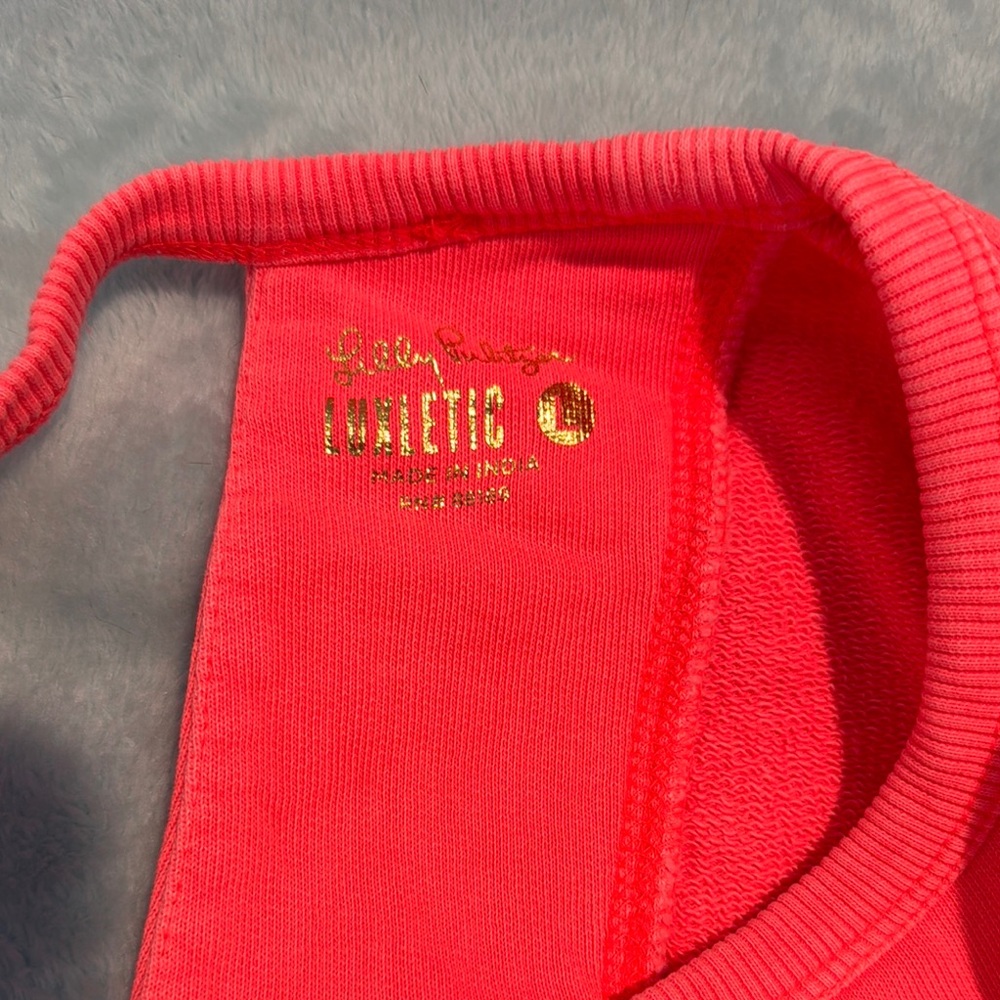 EUC Lilly Pulitzer Luxletic Biscaya bright coral Cross-Back Pullover L - Picture 3 of 3